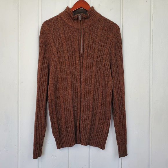 Oscar De La Renta Men's Large Cable Knit Sherpa 1/4 Zip Pullover Sweater - Picture 2 of 10